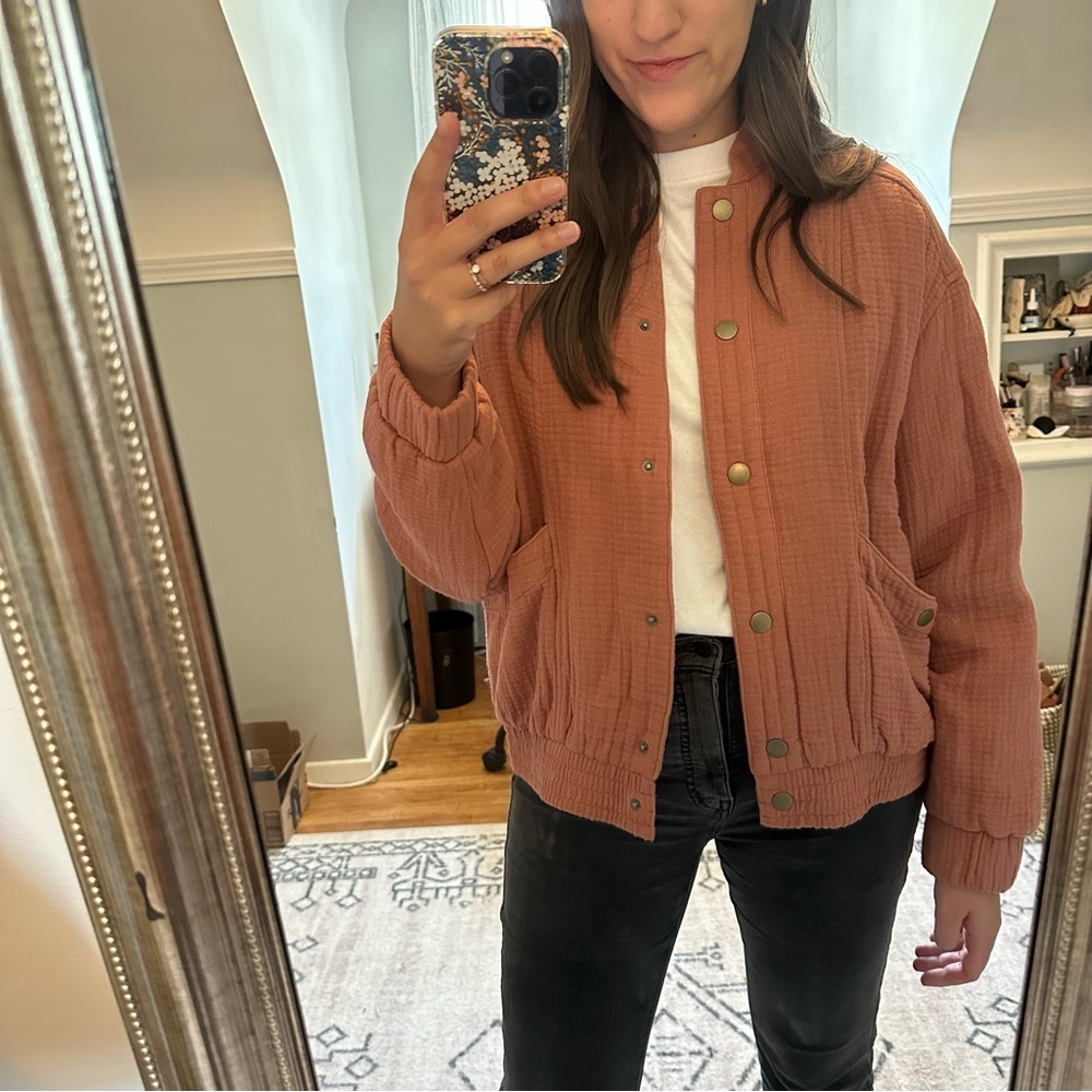 Target Universal Thread Cotton Gauze Dusty Rose Bomber Jacket S